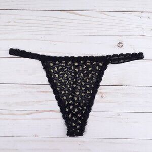 Victorias Secret Panties Black G String Animal Print 671